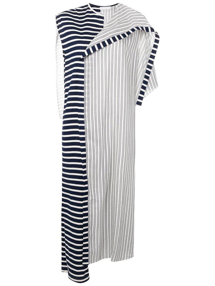 Jw Anderson Striped Asymmetric Cape Dress - Blue