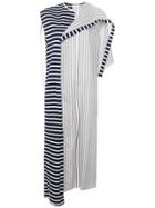 Jw Anderson Striped Asymmetric Cape Dress - Blue