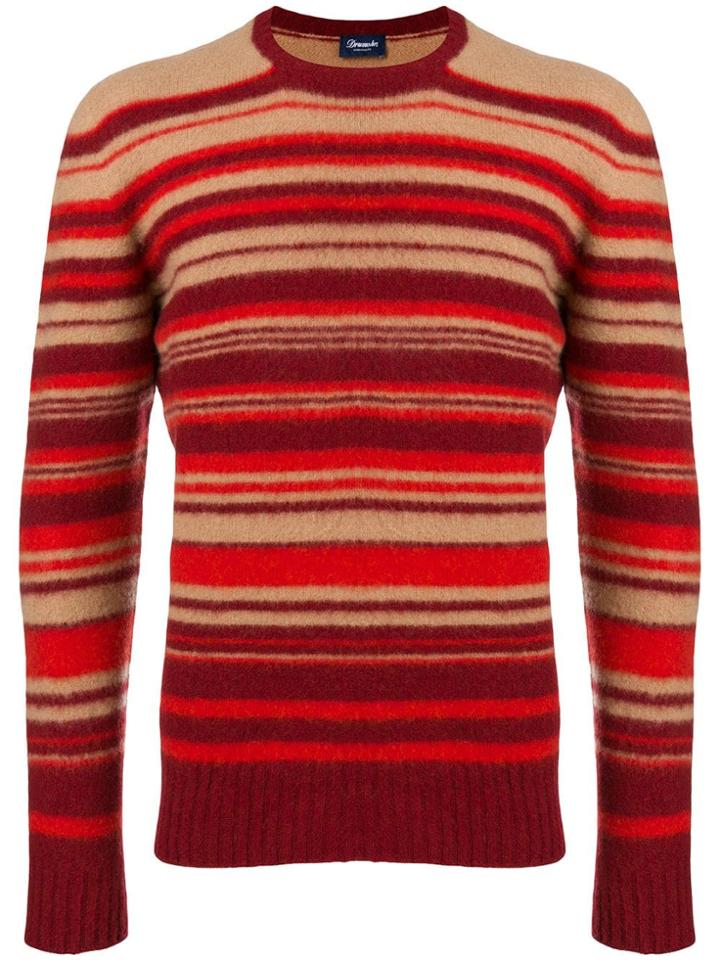 Drumohr Striped Slim-fit Sweater - Yellow & Orange