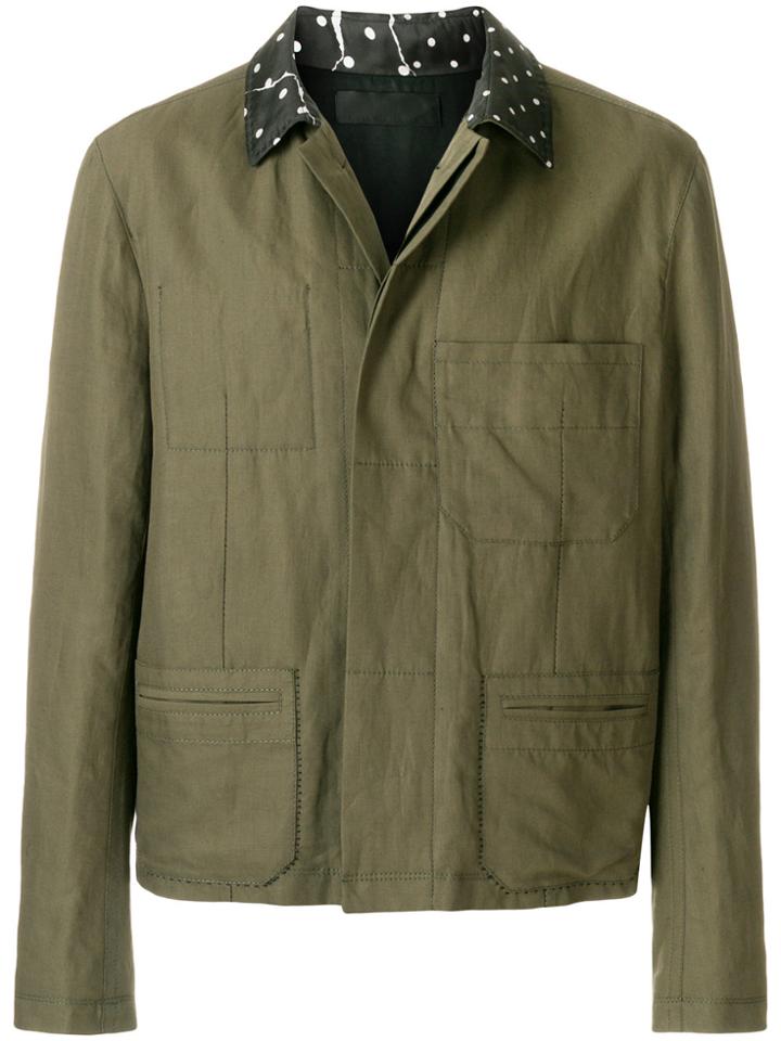 Haider Ackermann Boxy Contrast Collar Jacket - Green
