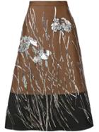 Rochas High-waist Floral Skirt - Brown