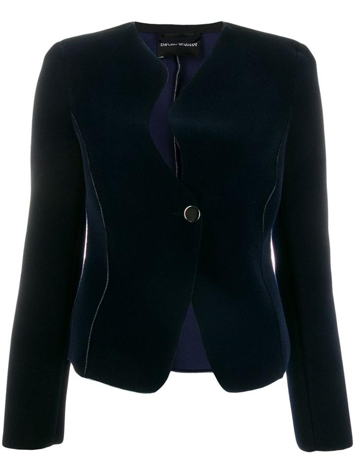 Emporio Armani Asymmetric Trimmed Blazer - Blue