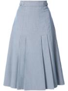 Gabriela Hearst Pleated A-line Midi Skirt - Blue