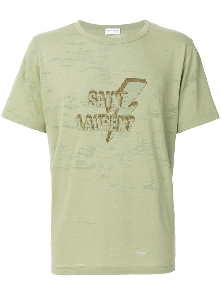 Saint Laurent Logo Patch T-shirt - Green