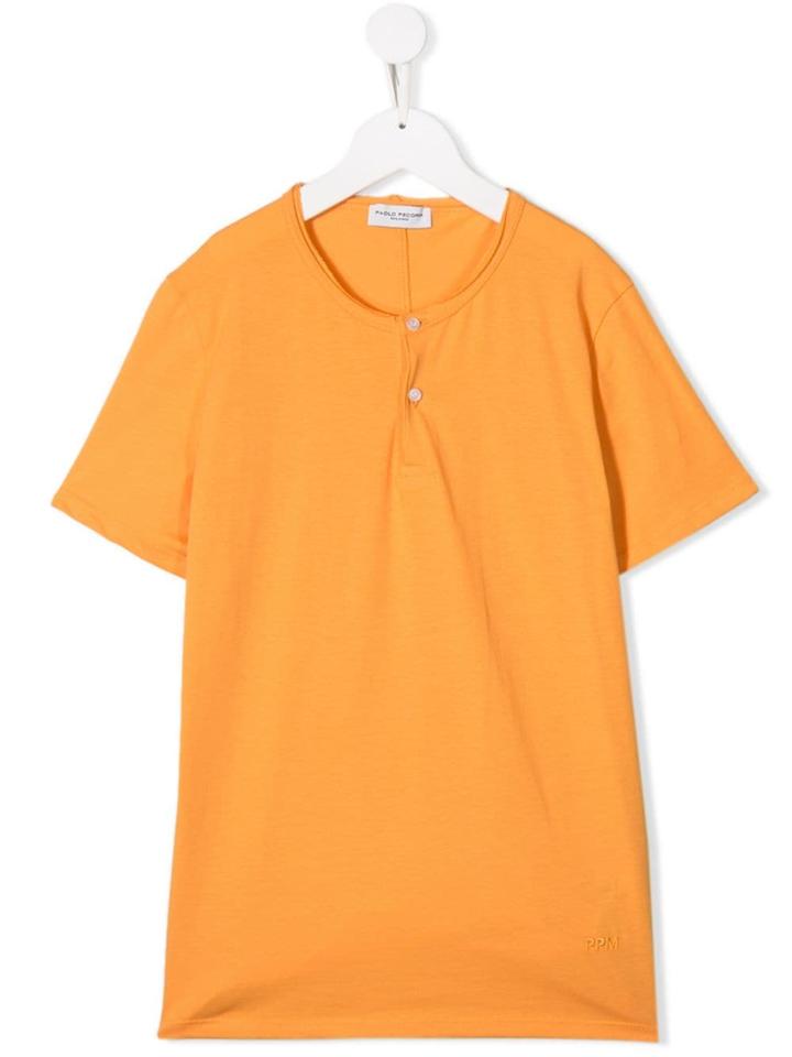 Paolo Pecora Kids Teen Buttoned Collar T-shirt - Orange