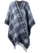 Alexander Mcqueen Tartan Skull Poncho, Women's, Grey, Wool
