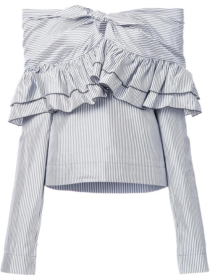 Isa Arfen 'domino Stripe' Blouse, Women's, Size: 12, White, Silk/cotton