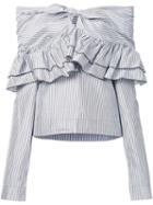 Isa Arfen 'domino Stripe' Blouse, Women's, Size: 12, White, Silk/cotton