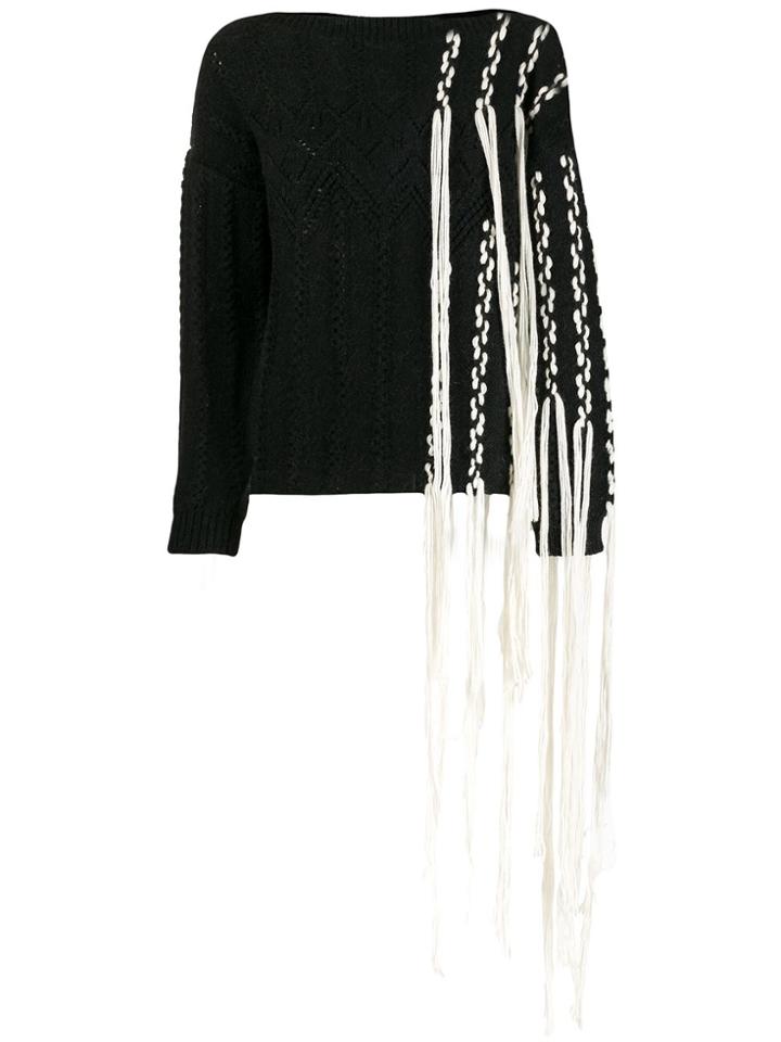 Loewe Knitted Fringed Jumper - Black