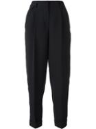 Giorgio Armani Turn-up Hem Trousers, Women's, Size: 38, Blue, Silk