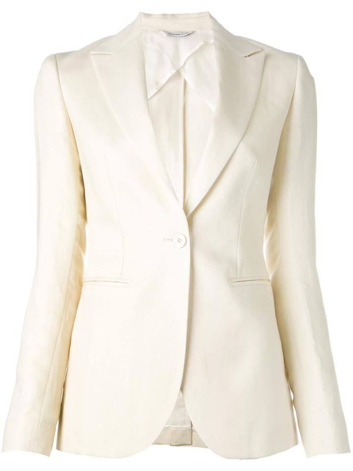 Tonello One Button Blazer, Women's, Size: 46, White, Cotton/linen/flax/polyester/cupro