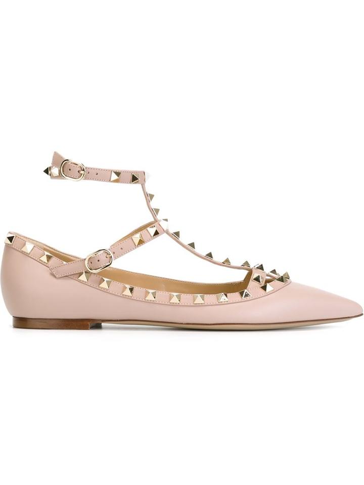 Valentino Garavani Rockstud Ballerinas, Women's, Size: 35.5, Pink/purple, Calf Leather/leather/metal Other