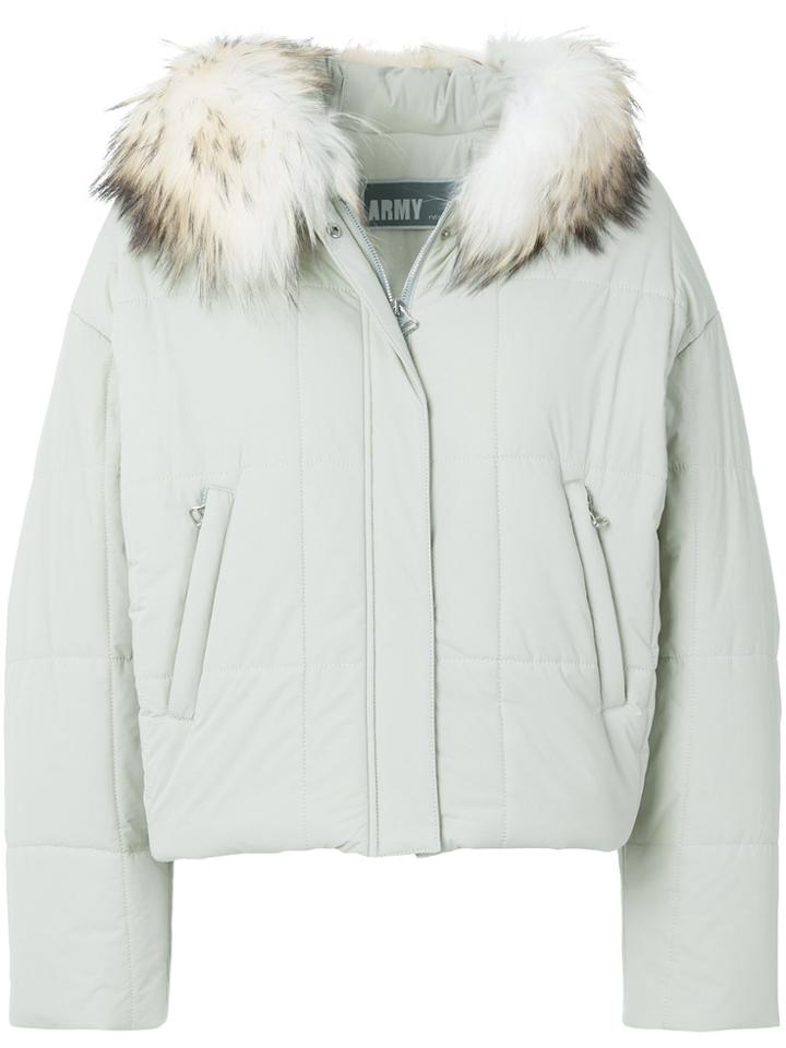 Army Yves Salomon Hooded Quilted Jacket - Nude & Neutrals