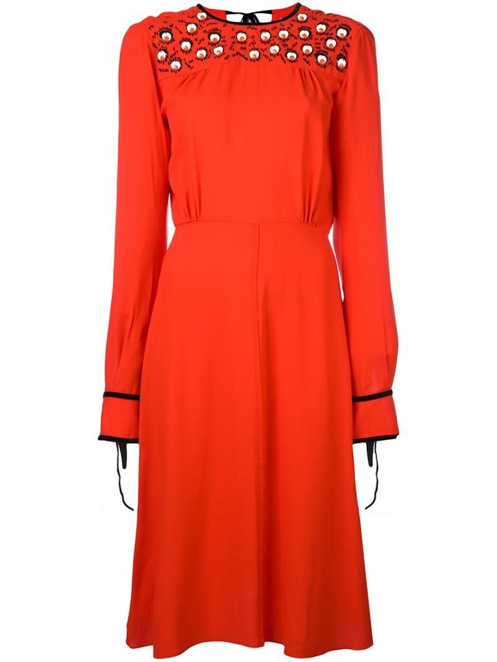 Msgm Embellished Yoke Midi Dress