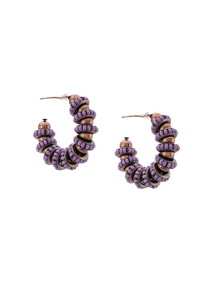 Carolina Herrera Beaded Hoop Earring - Purple