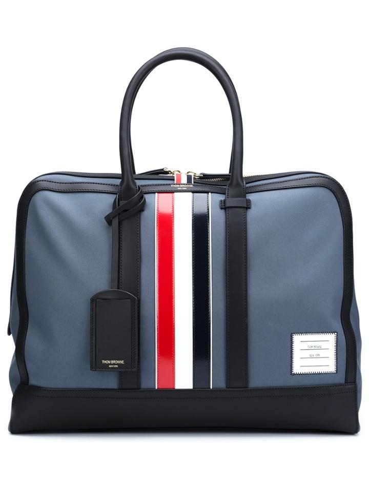 Thom Browne Day Bag With Red, White And Blue Leather Stripe In
