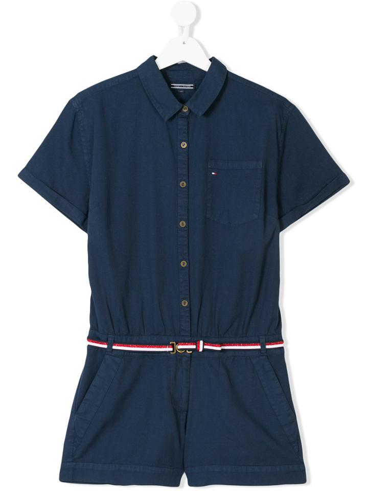 Tommy Hilfiger Junior Belted Playsuit - Blue