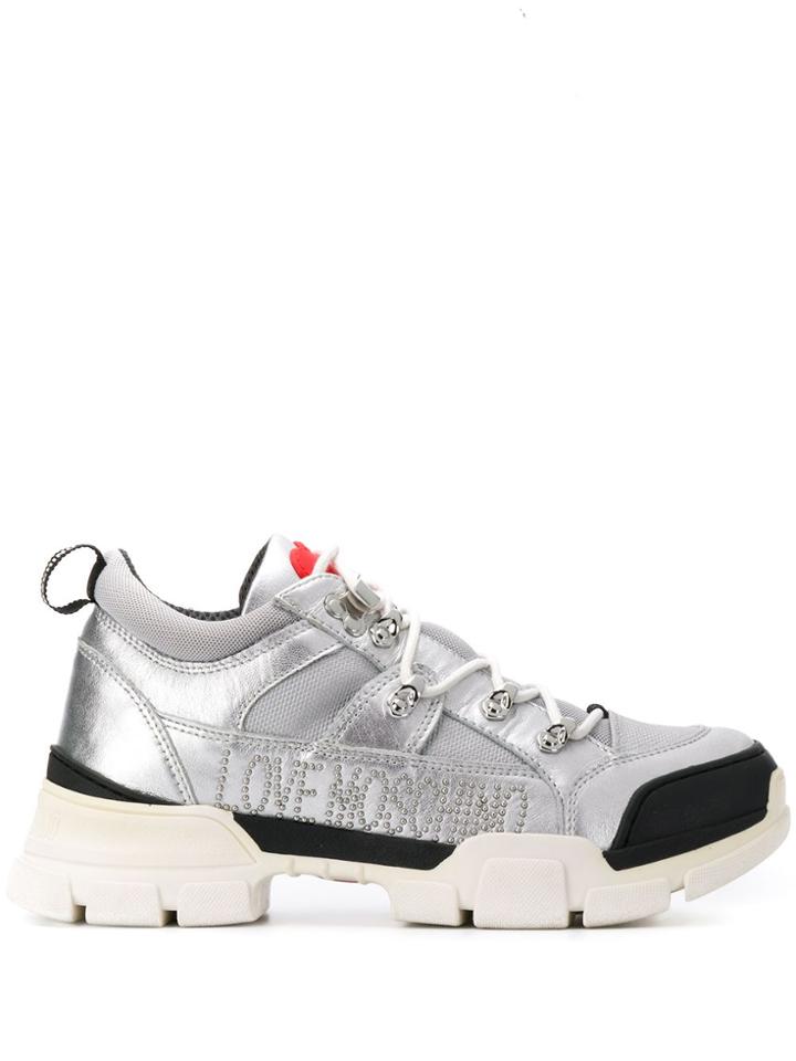 Love Moschino Logo Print Sneakers - Silver