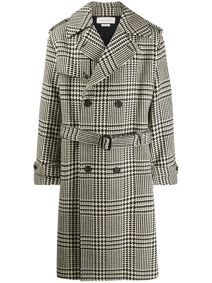 Alexander Mcqueen Exploded Dogtooth Trench Coat - Black