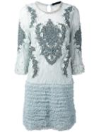 Amen - Embellished Shift Dress - Women - Silk/polyamide/polyester/glass - 44, Blue, Silk/polyamide/polyester/glass