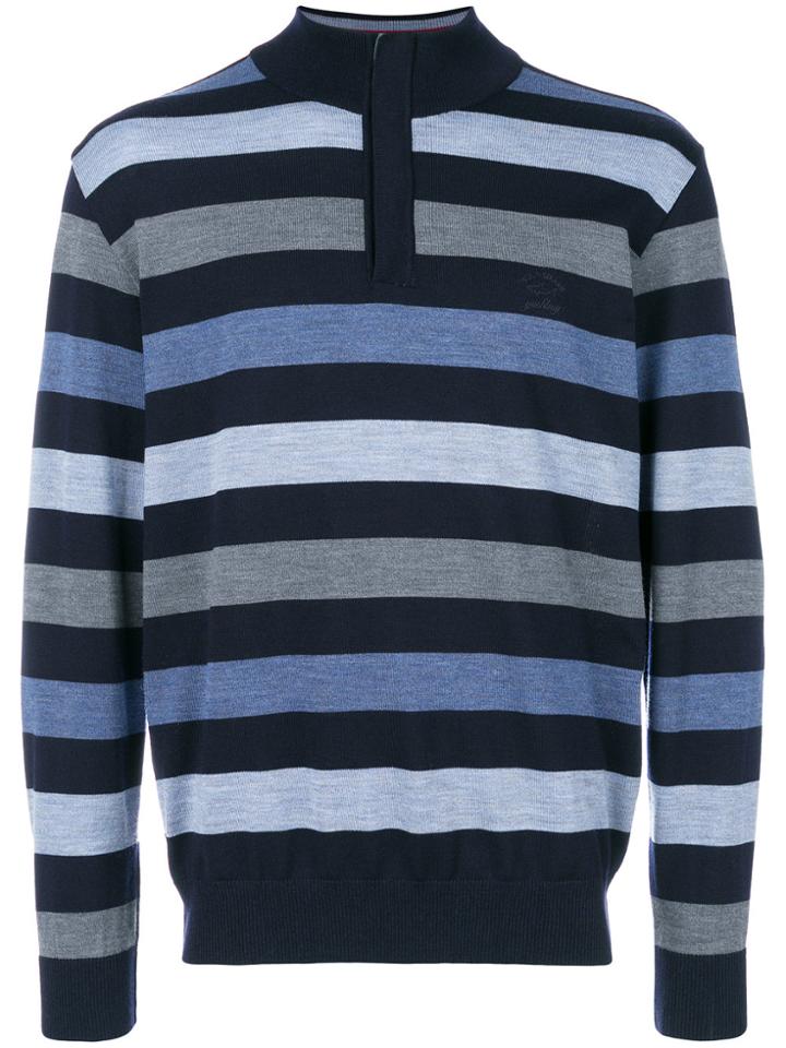 Paul & Shark Striped Zip Collar Sweater - Blue