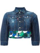 Dsquared2 Cropped Denim Jacket, Women's, Size: 38, Blue, Cotton/spandex/elastane