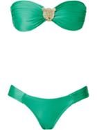 Sub Bandeau Bikini Set, Women's, Size: P, Green, Elastodiene/polyamide