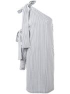 Msgm - Side Knot Striped Dress - Women - Cotton/polyamide/spandex/elastane - 42, White, Cotton/polyamide/spandex/elastane