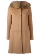 Ava Adore Buttoned Mid Coat, Women's, Size: 42, Brown, Virgin Wool/cashmere/raccoon Dog/viscose