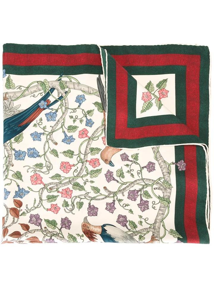 Gucci Rapaci Printed Scarf, Men's, Green, Silk