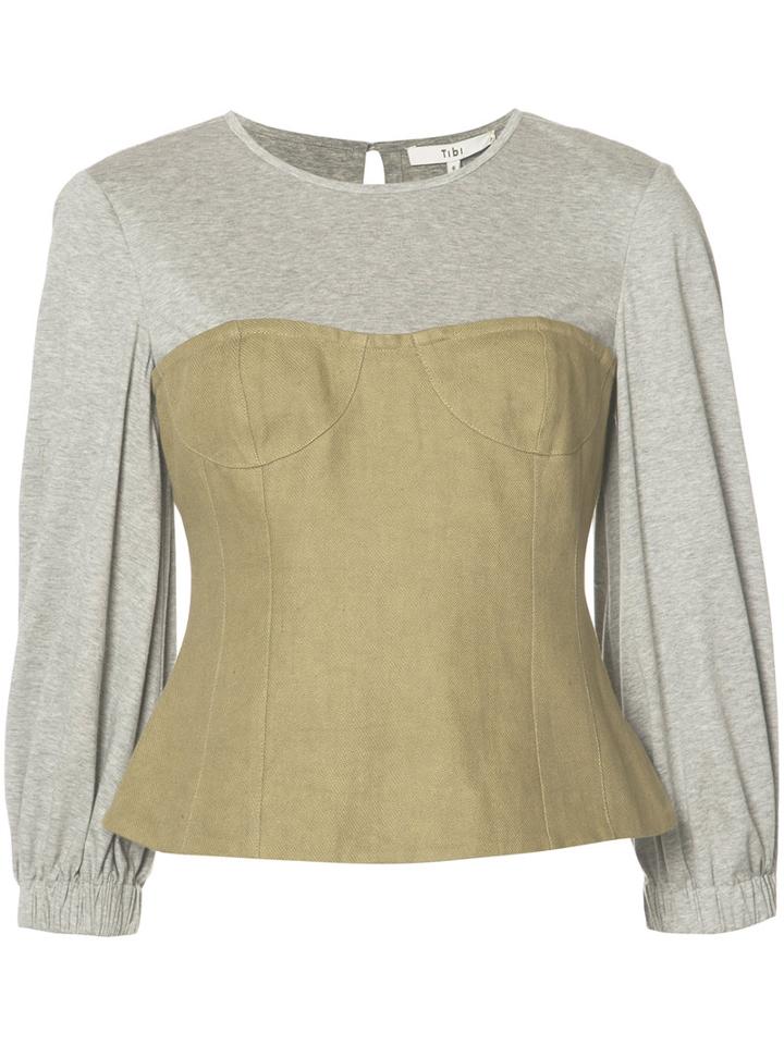 Tibi Hessian Bustier Top, Women's, Size: 6, Grey, Cotton/linen/flax