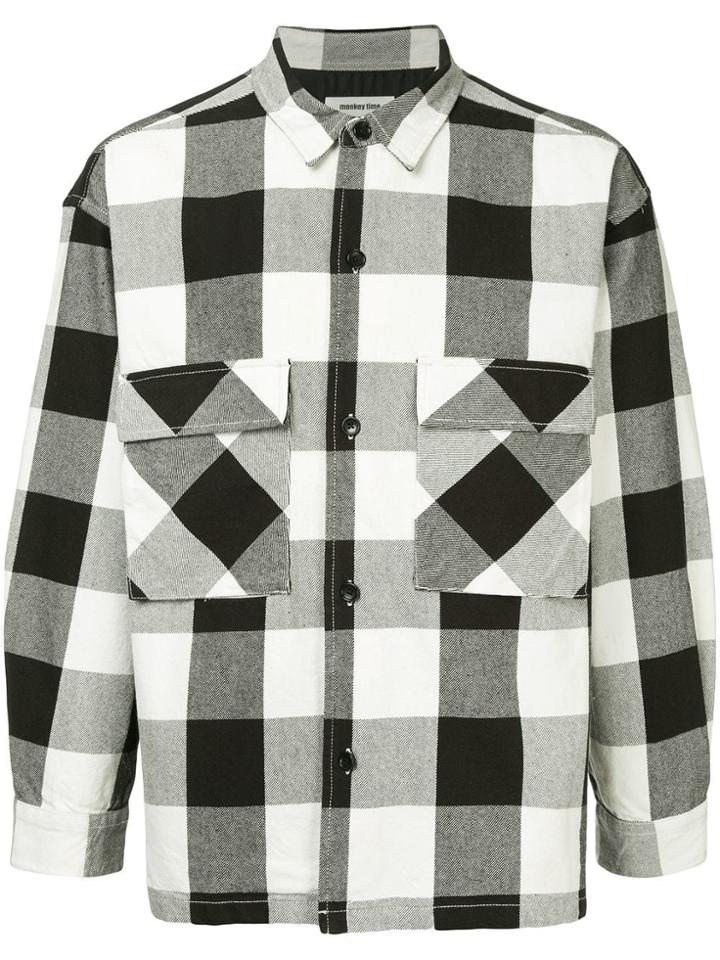 Monkey Time Checked Button Shirt - Multicolour