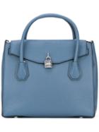 Michael Kors - Padlock Mercer Tote Bag - Women - Cotton/leather - One Size, Women's, Blue, Cotton/leather