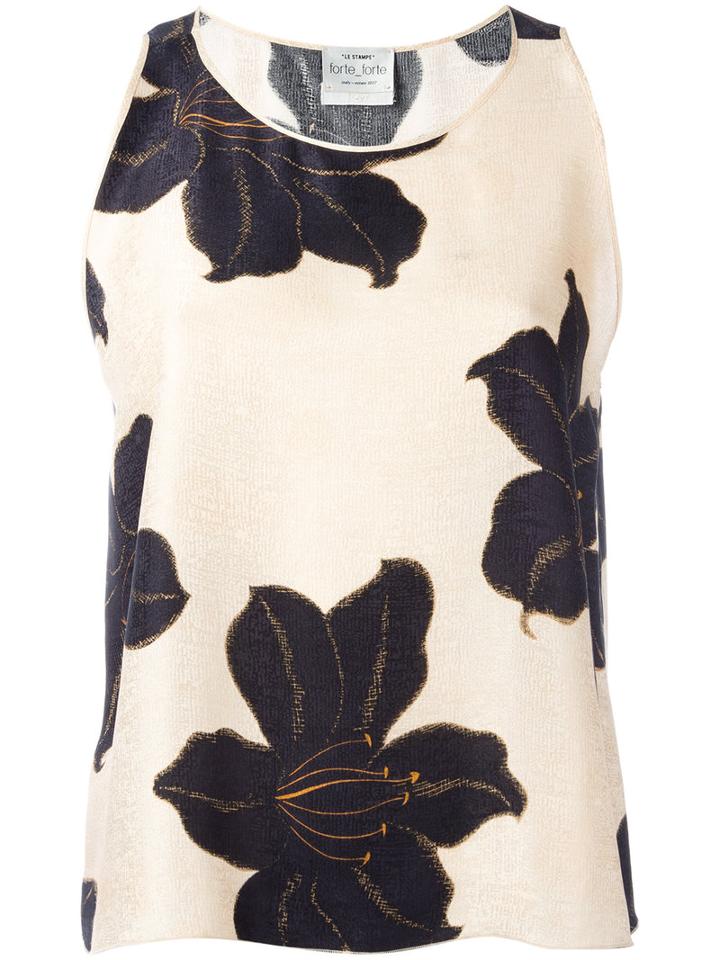 Forte Forte Floral Print Tank Top, Women's, Size: 3, Nude/neutrals, Silk