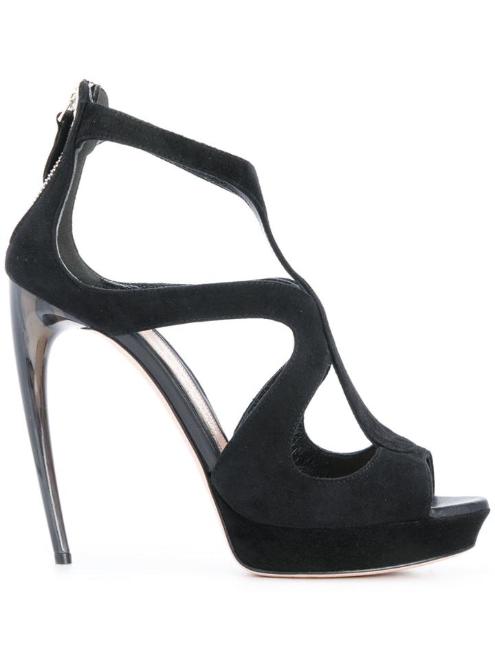 Alexander Mcqueen Horn Heel Sandals - Black