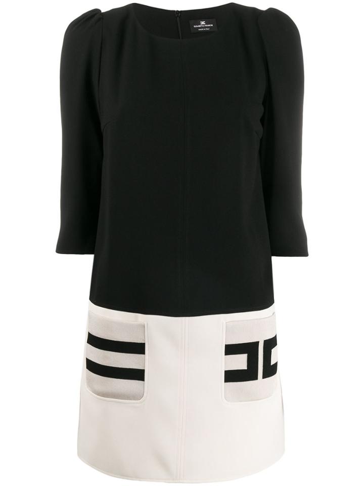 Elisabetta Franchi Monochrome Dropped Waist Dress - Black