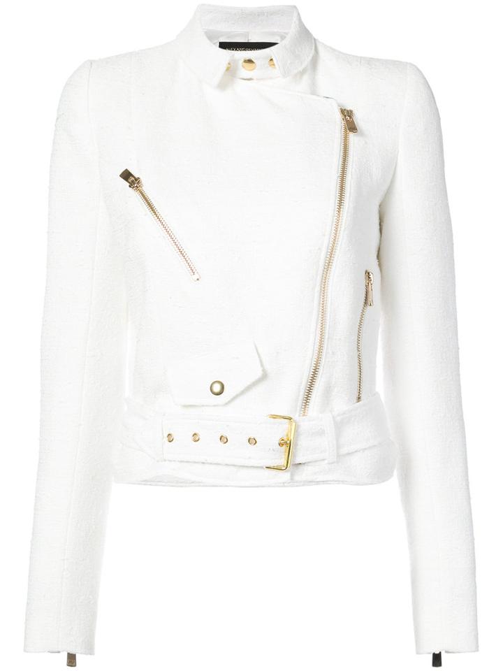 Cropped Moto Jackert - Women - Acrylic/polyamide - 38, White, Acrylic/polyamide, Alexandre Vauthier
