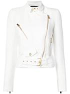 Cropped Moto Jackert - Women - Acrylic/polyamide - 38, White, Acrylic/polyamide, Alexandre Vauthier