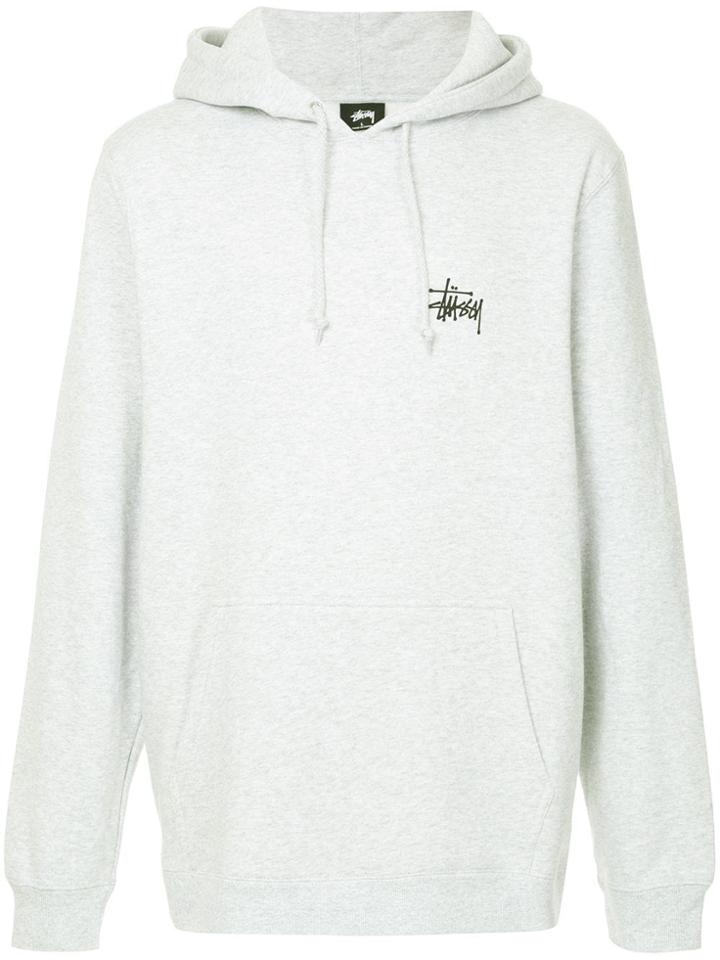 Stussy Rear Logo Print Hoodie - Grey