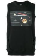 Dust Sleeveless Car Print T-shirt, Adult Unisex, Size: Small, Black, Cotton