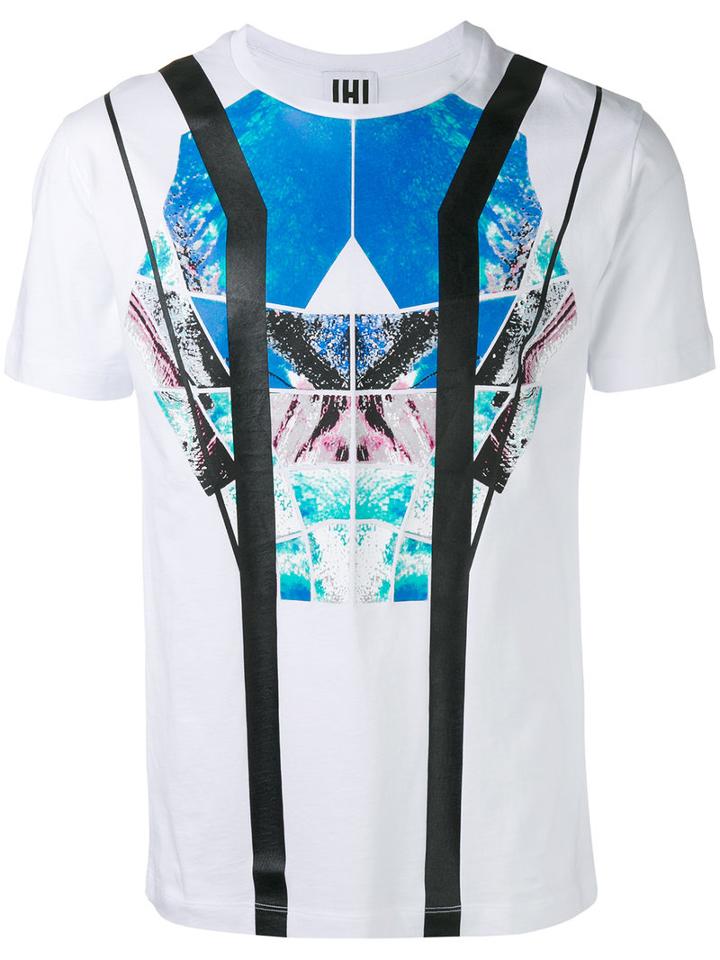Les Hommes Abstract Print T-shirt, Men's, Size: Medium, White, Cotton
