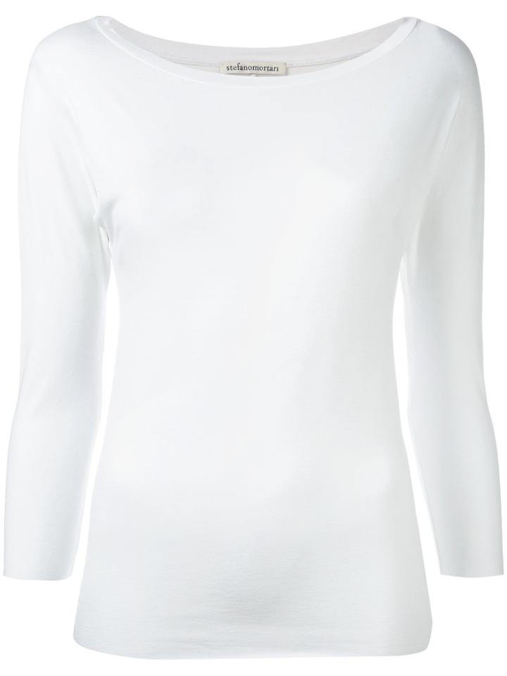 Stefano Mortari Boat Neck Sweatshirt, Women's, Size: 40, White, Viscose/spandex/elastane