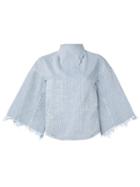 Toga Striped Denim Blouse, Women's, Size: 36, Blue, Cotton