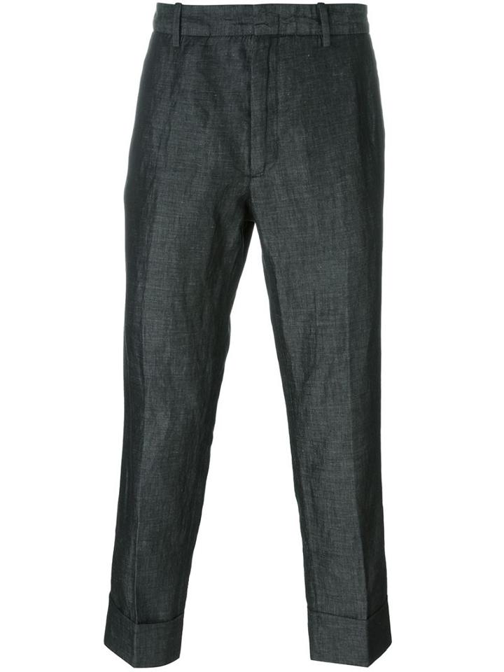 Paolo Pecora Cuff Trousers, Men's, Size: 48, Black, Cotton/linen/flax