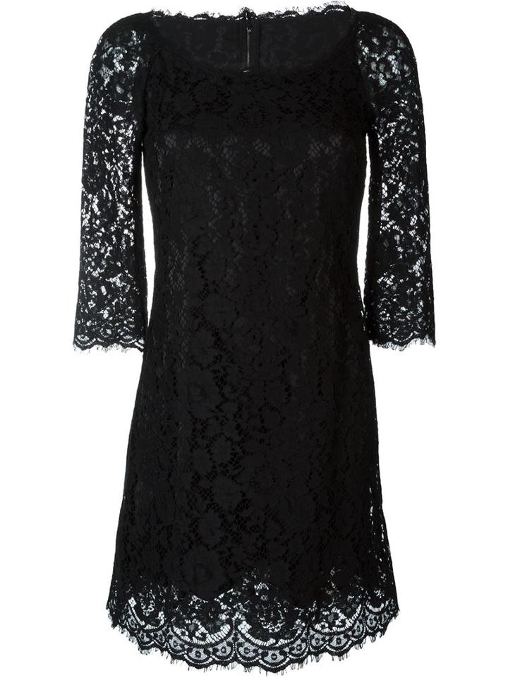 Dolce & Gabbana Floral Lace Fitted Dress, Women's, Size: 40, Black, Cotton/viscose/polyamide