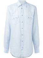 Dolce & Gabbana Western Shirt, Men's, Size: 40, Blue, Linen/flax