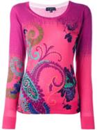 Etro Paisley Print Fine Knit Jumper, Women's, Size: 42, Pink/purple, Silk/cashmere