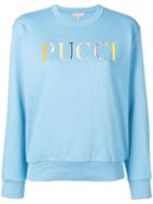 Emilio Pucci Logo Print Jersey Sweatshirt - Blue