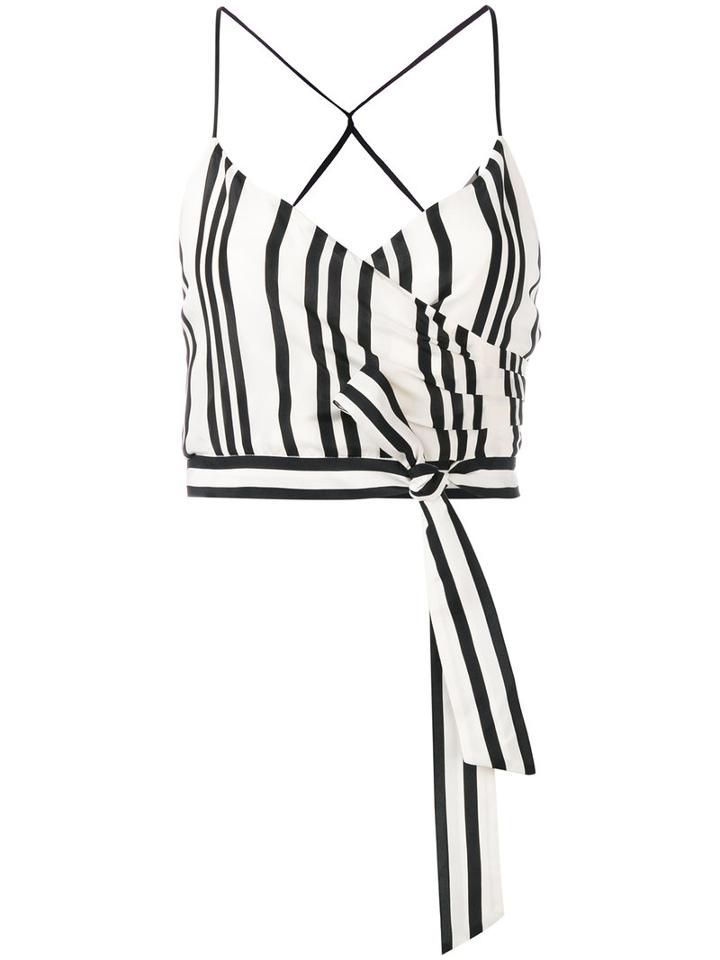 Alice+olivia - Cropped Wrap Top - Women - Silk/polyester/spandex/elastane - 4, Women's, White, Silk/polyester/spandex/elastane