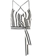 Alice+olivia - Cropped Wrap Top - Women - Silk/polyester/spandex/elastane - 4, Women's, White, Silk/polyester/spandex/elastane